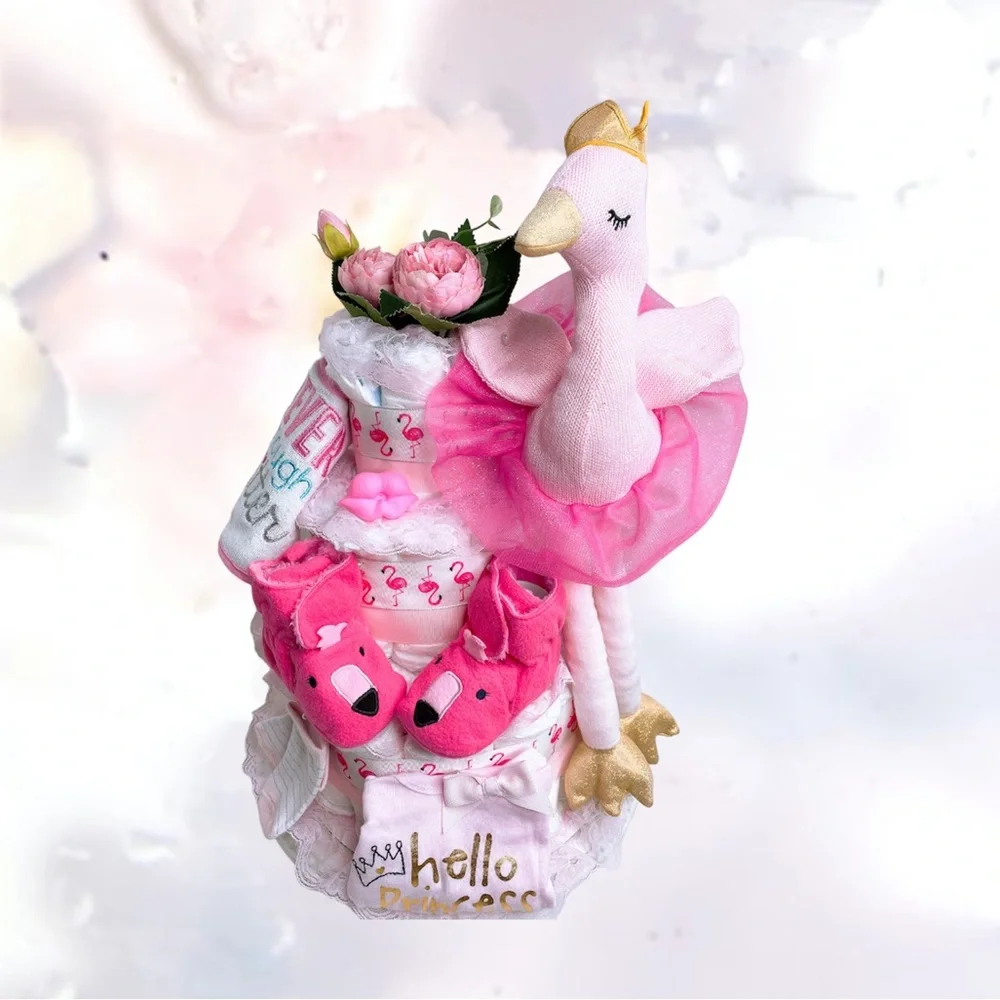 Flamingo Diaper Cake, Pink Flamingo Theme